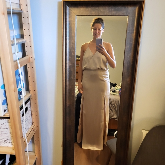 Asos Rose Dust Drape Front Strap Back Maxi Dress - Picture 9 of 9